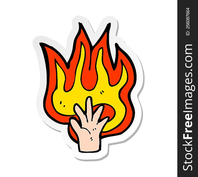 Sticker Of A Flaming Hand Symbol