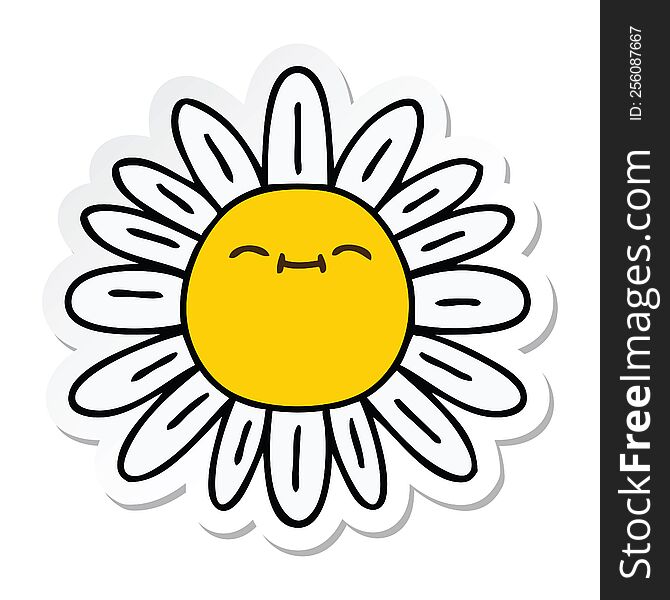 sticker of a quirky hand drawn cartoon flower