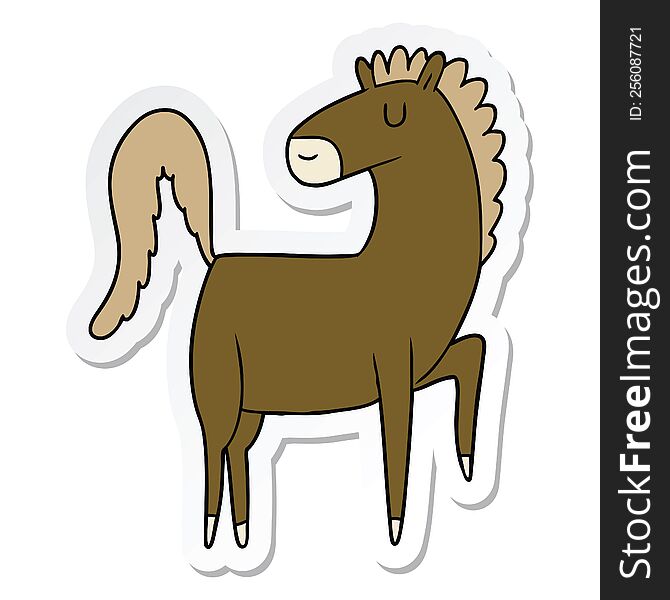 sticker of a happy cartoon horse