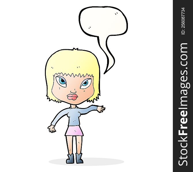 Cartoon Woman Making Gesture With Speech Bubble