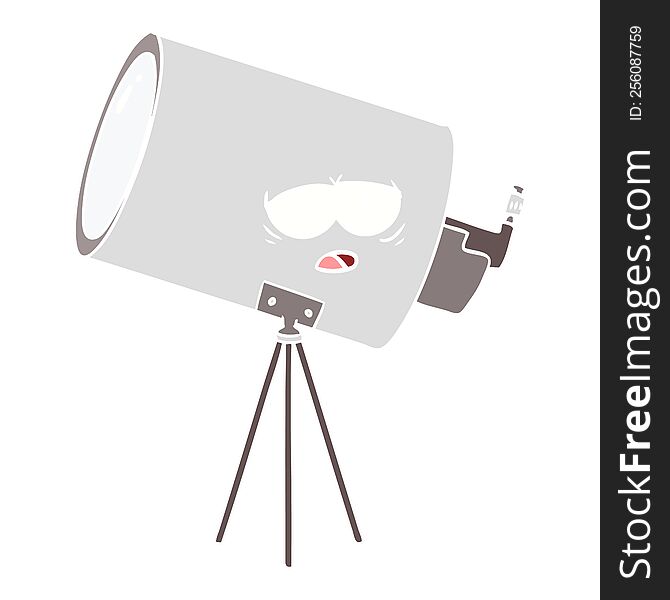 Flat Color Style Cartoon Bored Telescope With Face