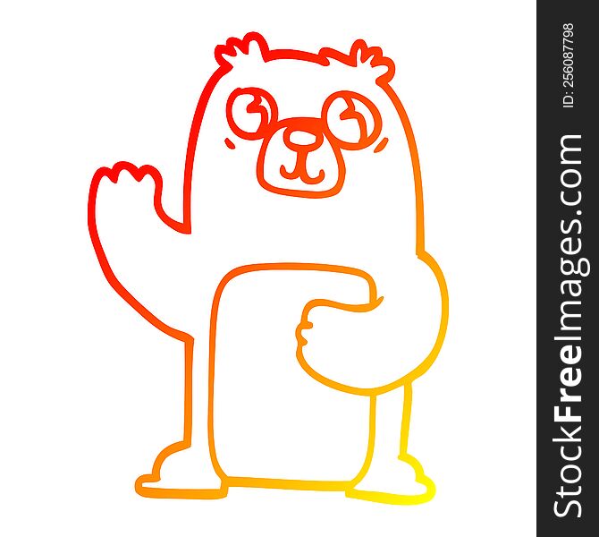 Warm Gradient Line Drawing Cartoon Black Bear