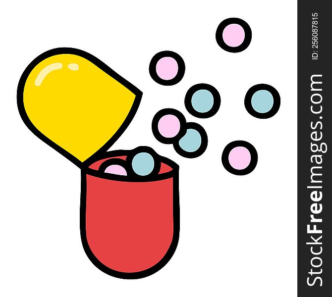 Burst Open Medical Capsule Pill Illustration