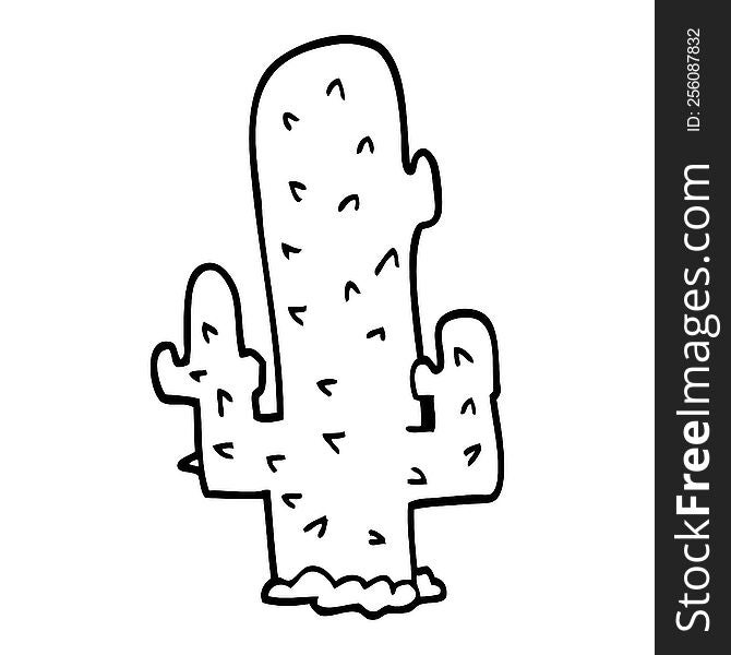 line drawing cartoon cactus