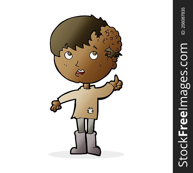 cartoon boy with growth on head