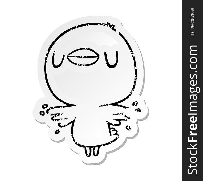 distressed sticker of a cartoon chick flapping wings