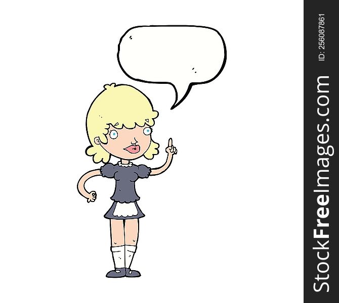 cartoon maid with speech bubble