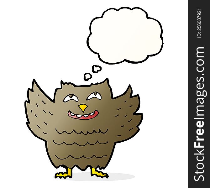 Cartoon Happy Owl With Thought Bubble