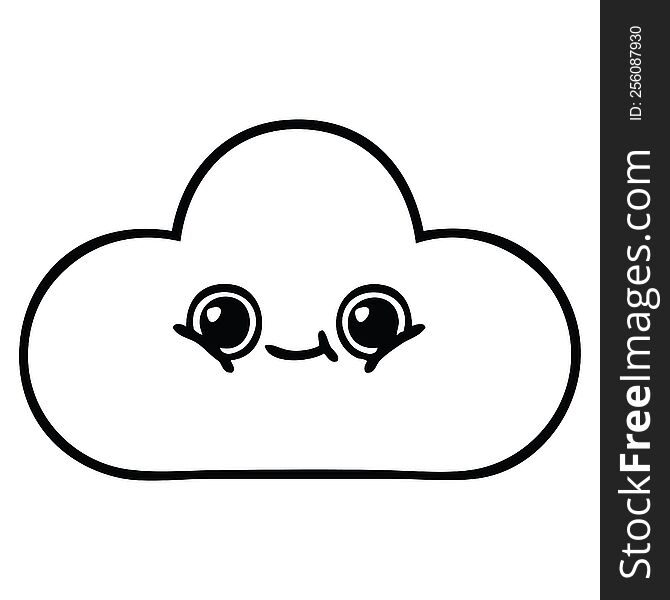 line drawing cartoon of a cloud. line drawing cartoon of a cloud