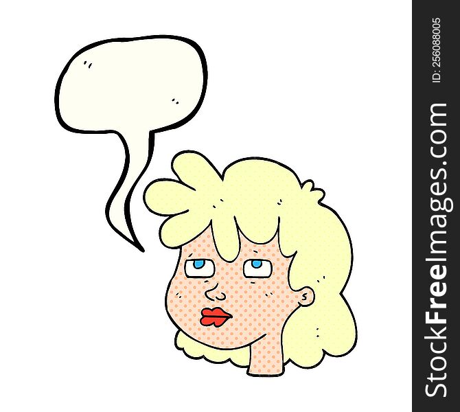 Comic Book Speech Bubble Cartoon Female Face