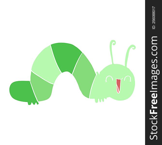 Flat Color Style Cartoon Happy Caterpillar