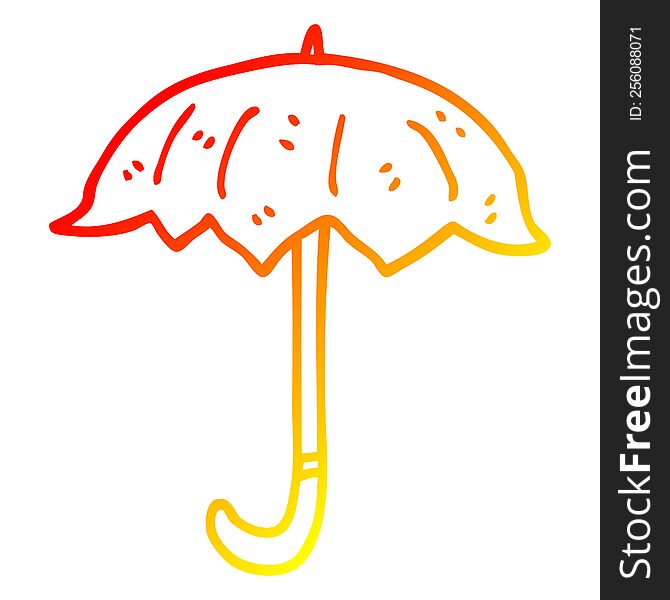 warm gradient line drawing of a cartoon open umbrella