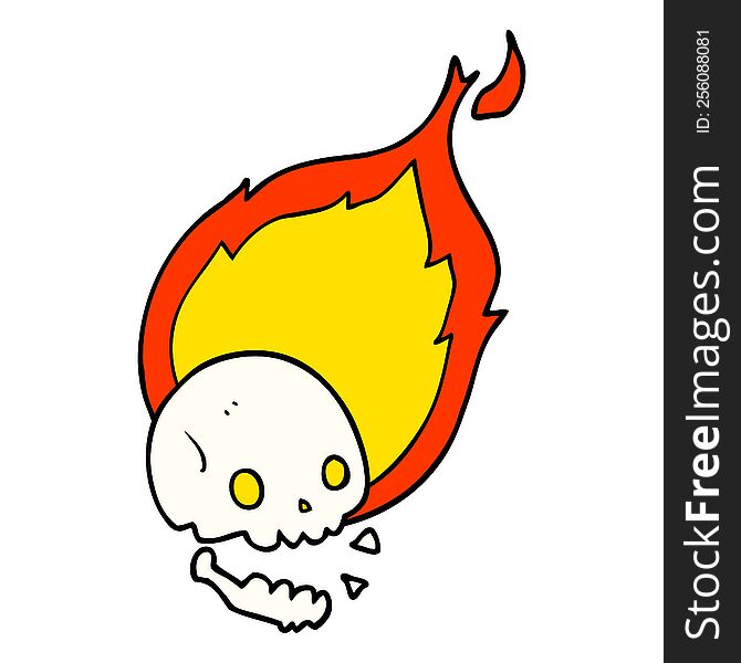 Spooky Cartoon Flaming Skull