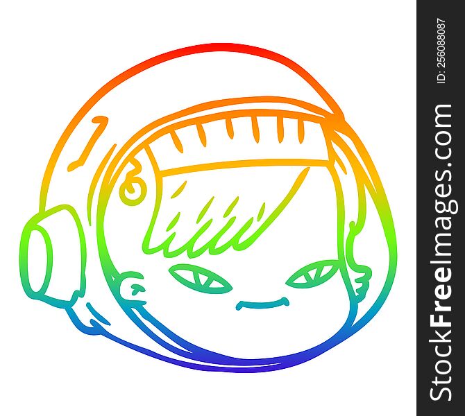 Rainbow Gradient Line Drawing Cartoon Astronaut Face