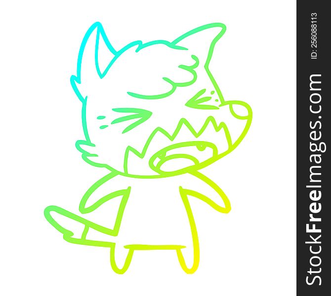 Cold Gradient Line Drawing Angry Cartoon Fox