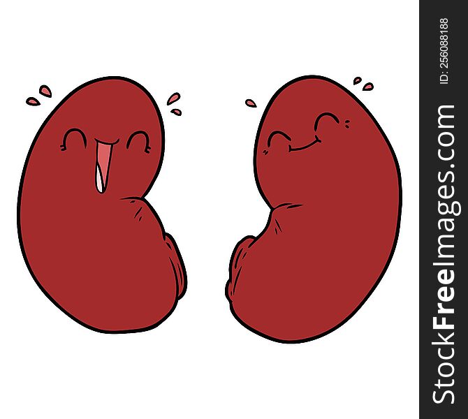 cartoon happy kidneys. cartoon happy kidneys
