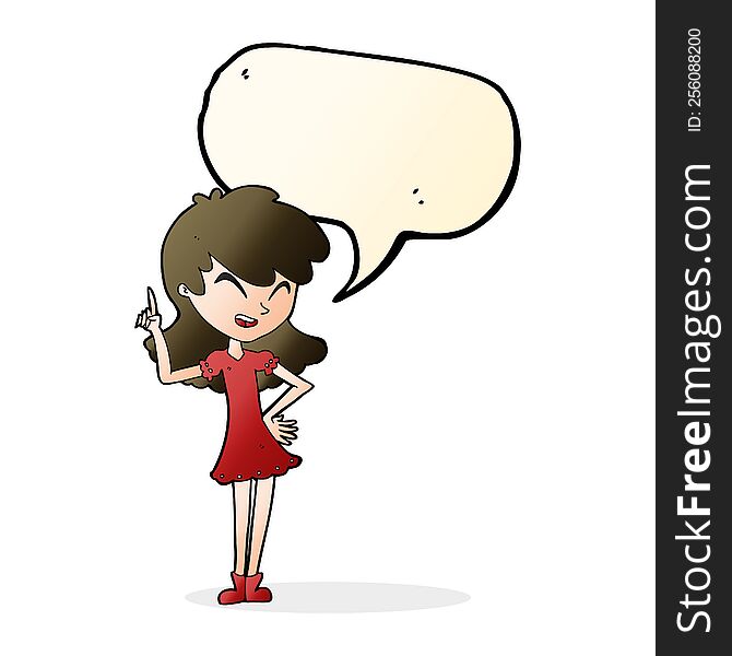 cartoon girl making point with speech bubble