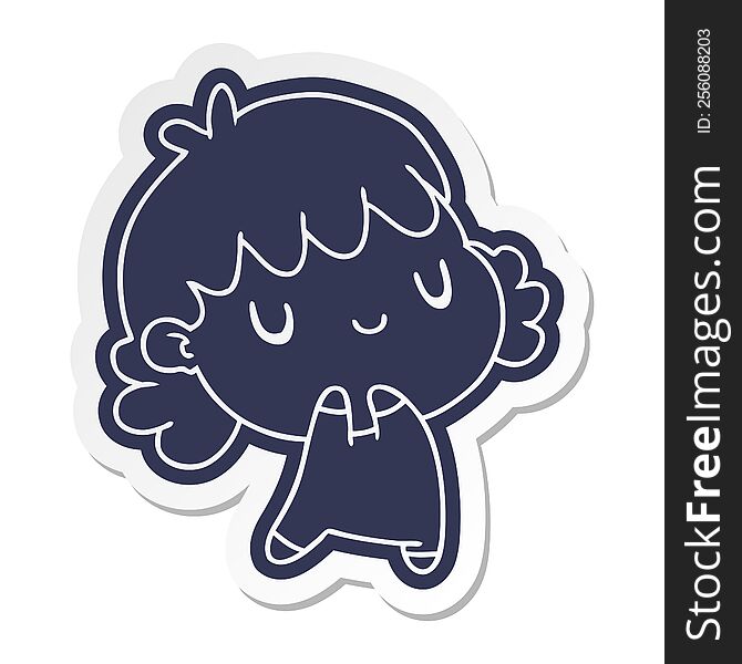 Cartoon Sticker Of A Cute Kawaii Girl