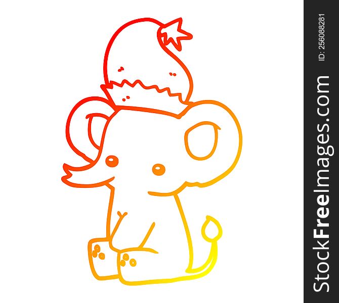 Warm Gradient Line Drawing Cute Christmas Elephant