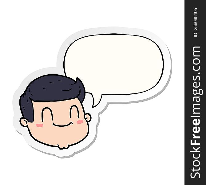 Cartoon Male Face And Speech Bubble Sticker