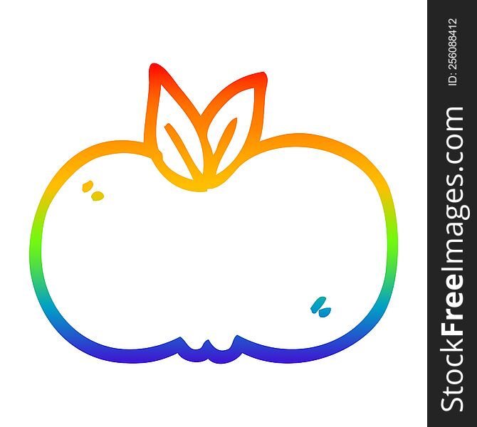 Rainbow Gradient Line Drawing Cartoon Apple