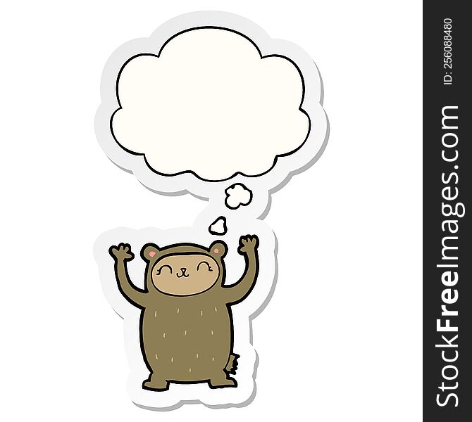 cute cartoon bear with thought bubble as a printed sticker