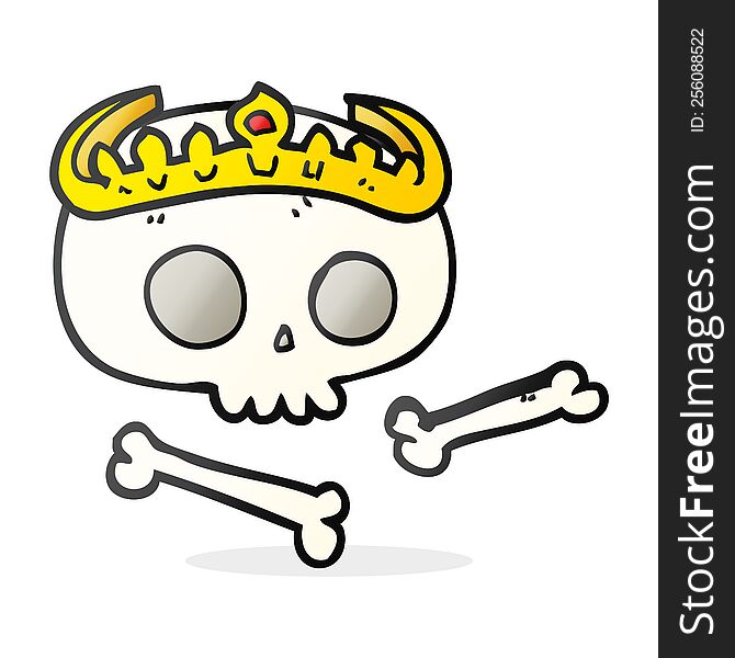 freehand drawn cartoon skull wearing tiara
