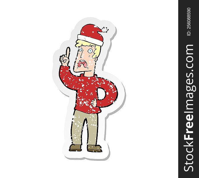 retro distressed sticker of a cartoon man ready for christmas