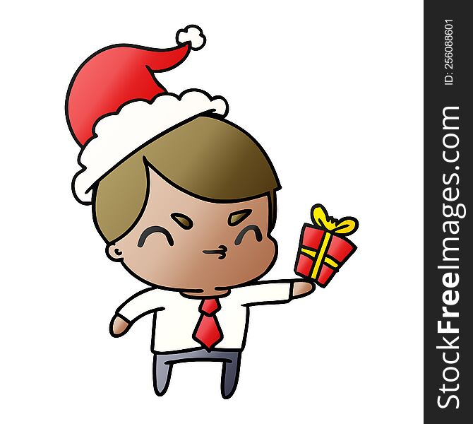 Christmas Gradient Cartoon Of Kawaii Boy