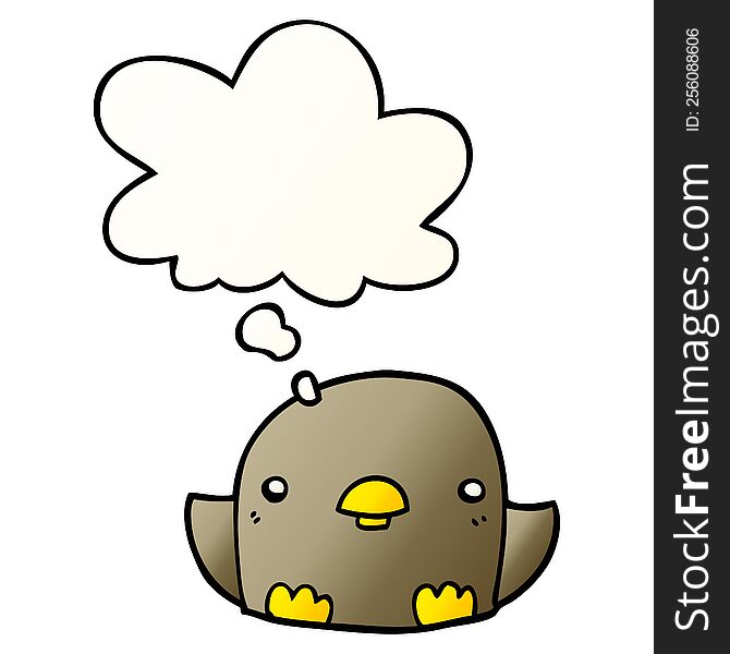 cartoon chick with thought bubble in smooth gradient style