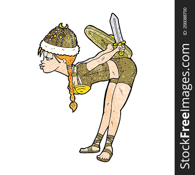 cartoon barbarian viking girl. cartoon barbarian viking girl