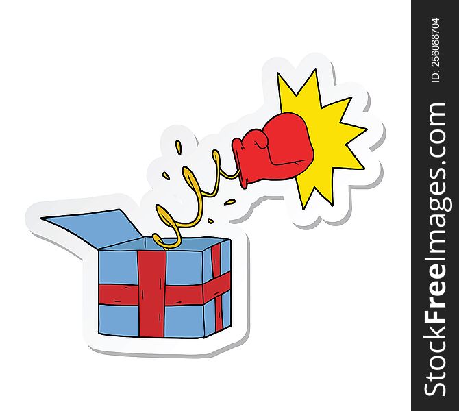 sticker of a trick present with boxing glove
