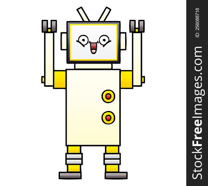 Gradient Shaded Cartoon Happy Robot