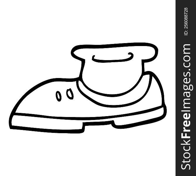 line drawing cartoon of a shoe and sock