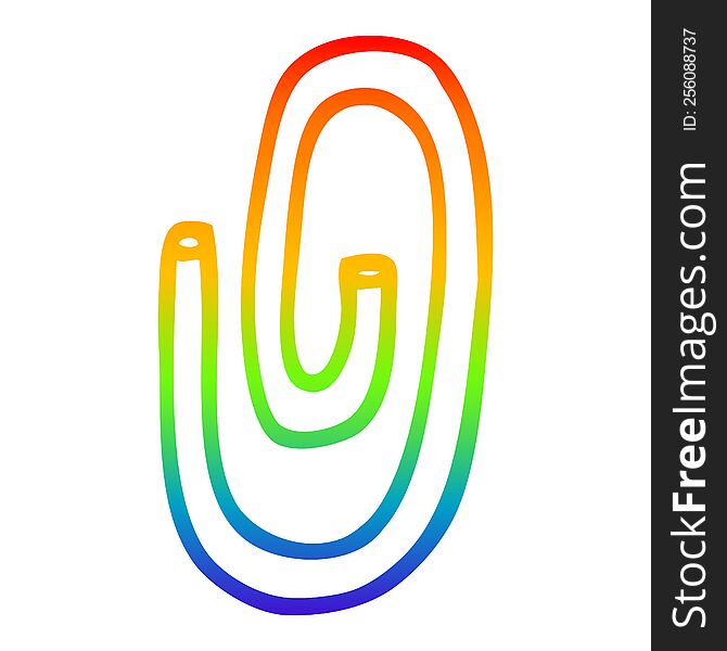 rainbow gradient line drawing of a cartoon paper clip