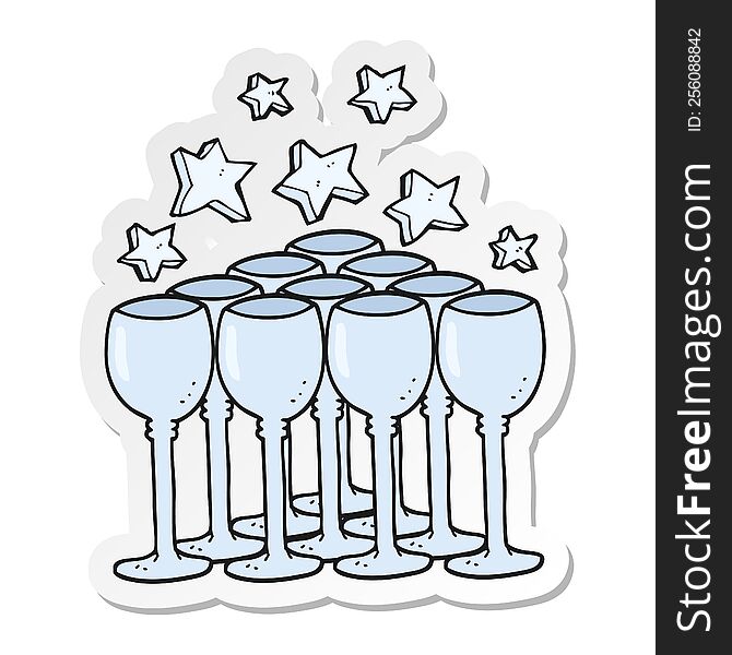 Sticker Of A Cartoon Wine Glasses