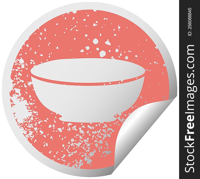 Quirky Distressed Circular Peeling Sticker Symbol Bowl