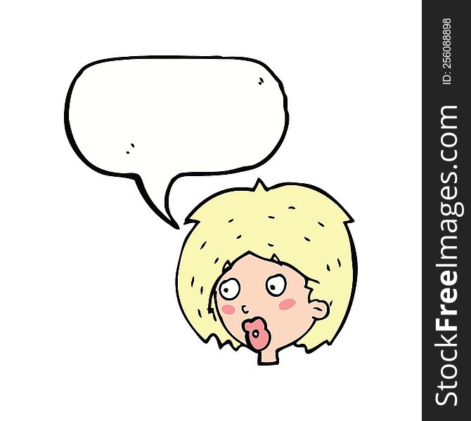 Cartoon Woman Looking With Speech Bubble