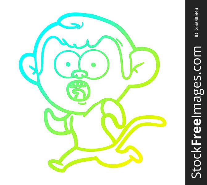 Cold Gradient Line Drawing Cartoon Running Monkey