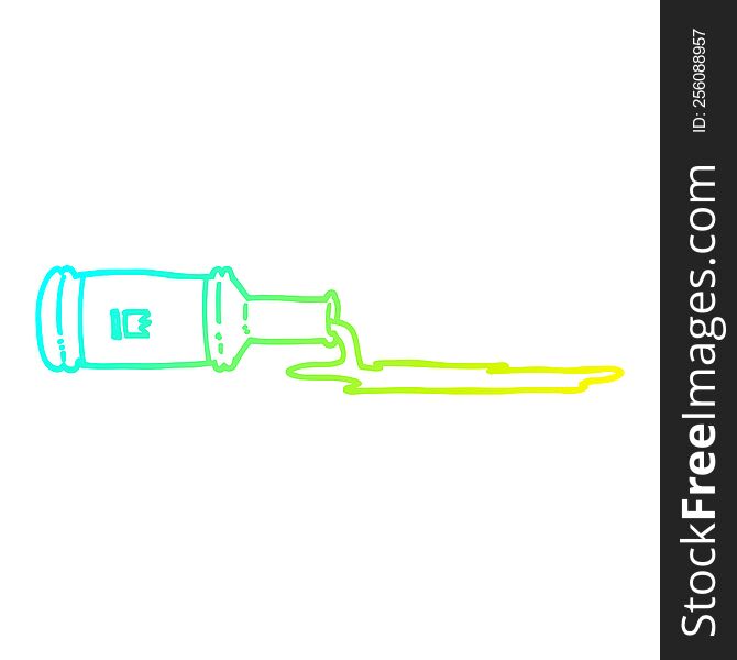 cold gradient line drawing of a cartoon spilt bottle