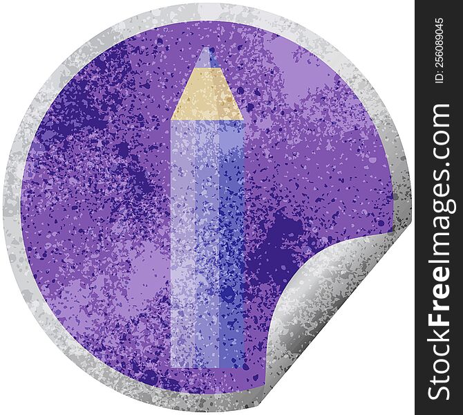 Purple Coloring Pencil Graphic Circular Sticker