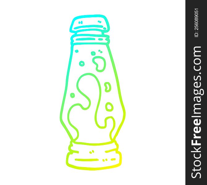 cold gradient line drawing of a cartoon lava lamp
