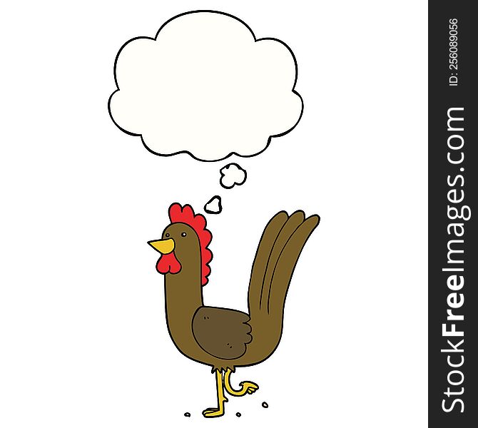 Cartoon Rooster And Thought Bubble