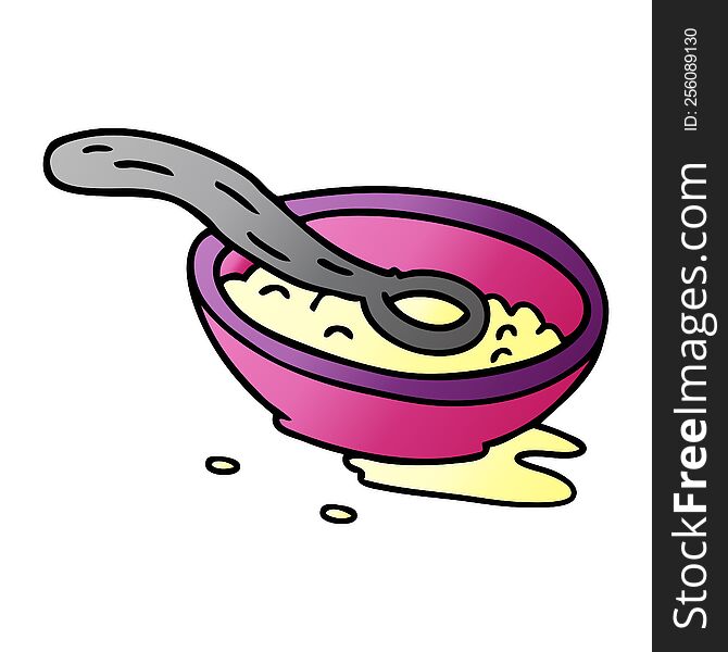 hand drawn gradient cartoon doodle of a cereal bowl