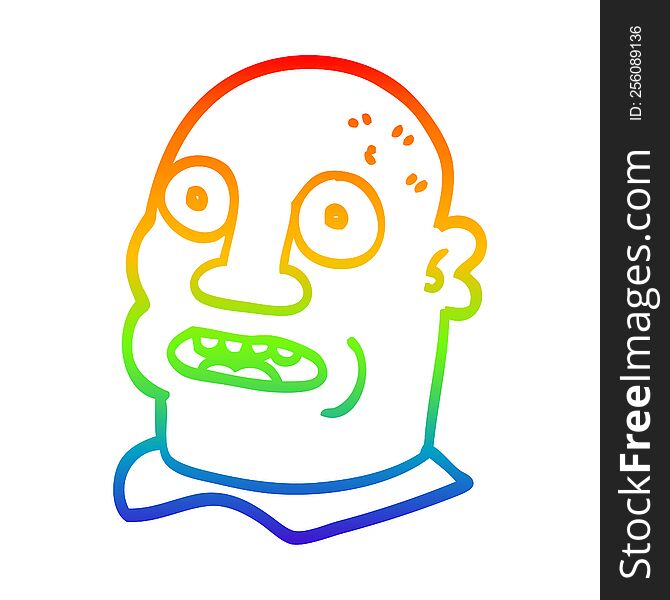 Rainbow Gradient Line Drawing Cartoon Head Man