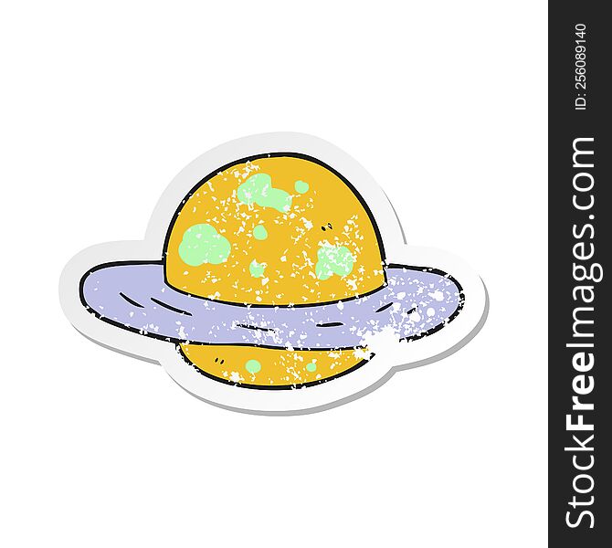 Retro Distressed Sticker Of A Cartoon Planet