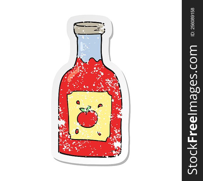 Retro Distressed Sticker Of A Cartoon Ketchup