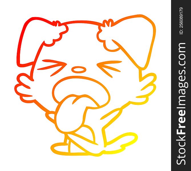 warm gradient line drawing of a cartoon dog throwing tantrum