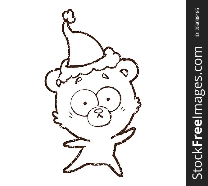 Christmas Teddy Charcoal Drawing