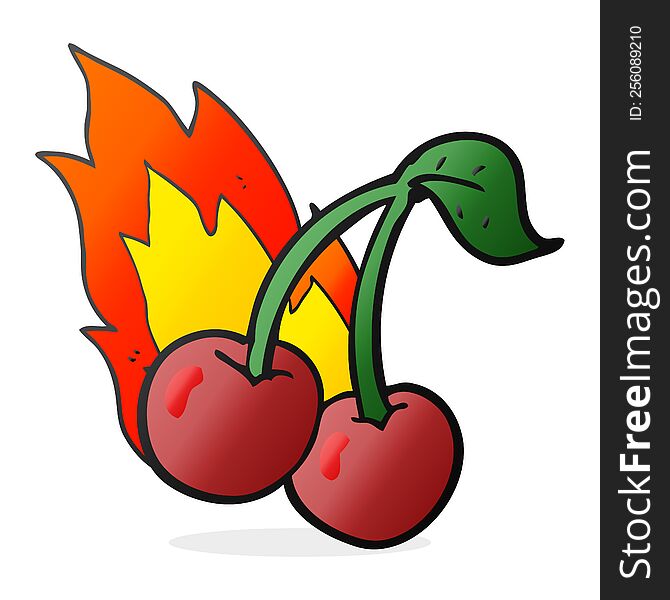 Cartoon Flaming Cherries